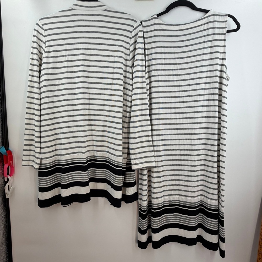 J. Jill Coastal Grandma Nautical Stripe Dress Cardigan Set Women M Travel Set - Picture 6 of 12